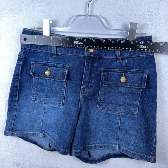 D.Jeans Womens Cargo Shorts Mid Shorts Denim Stretch Pockets Blue Size 6 - Picture 2 of 9